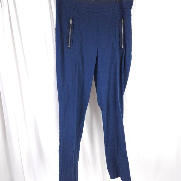Anthropologie Cartonnier Womens 6 Navy High Rise Zip Pockets Ankle Cropped Pants - Picture 1 of 7